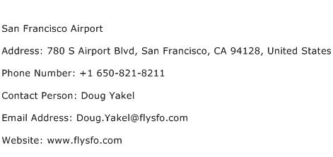 San Francisco Airport Address Contact Number