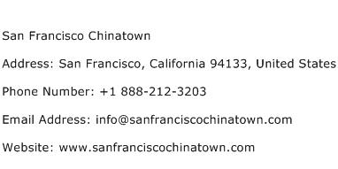 San Francisco Chinatown Address Contact Number