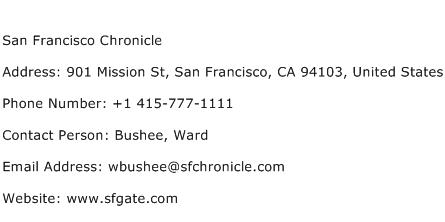 San Francisco Chronicle Address Contact Number