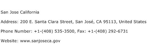 San Jose California Address Contact Number