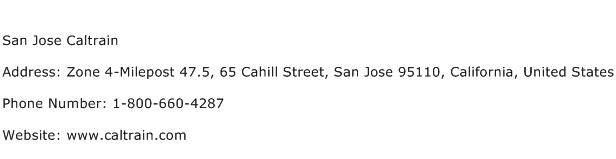San Jose Caltrain Address Contact Number