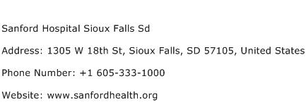 Sanford Hospital Sioux Falls Sd Address Contact Number
