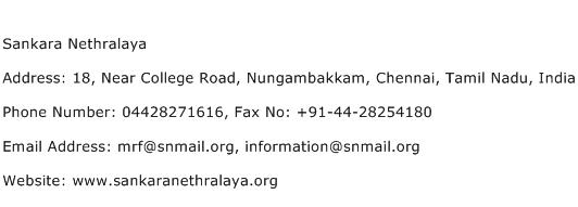 Sankara Nethralaya Address Contact Number