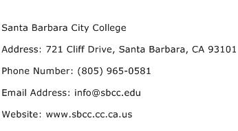 Santa Barbara City College Address Contact Number