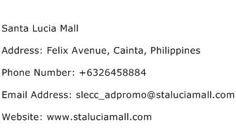 Santa Lucia Mall Address Contact Number