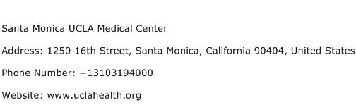 Santa Monica UCLA Medical Center Address Contact Number
