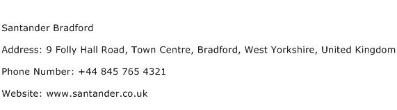 Santander Bradford Address Contact Number