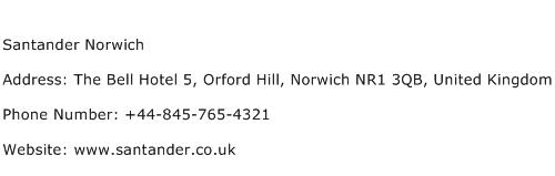 Santander Norwich Address Contact Number