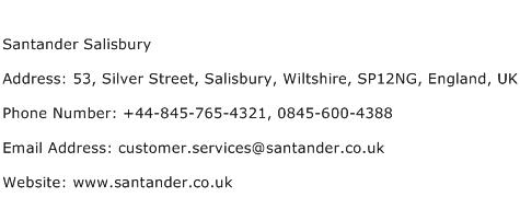 Santander Salisbury Address Contact Number