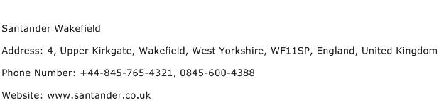 Santander Wakefield Address Contact Number