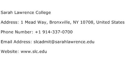 Sarah Lawrence College Address Contact Number