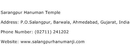 Sarangpur Hanuman Temple Address Contact Number