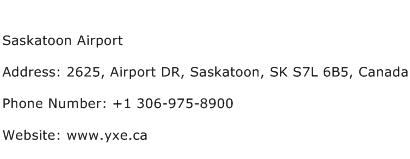 Saskatoon Airport Address Contact Number