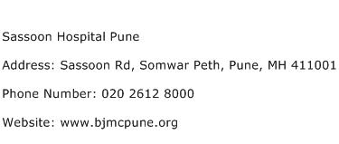 Sassoon Hospital Pune Address Contact Number