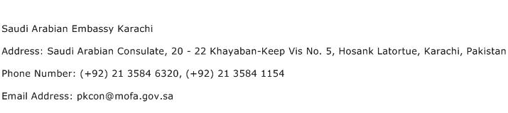 Saudi Arabian Embassy Karachi Address Contact Number