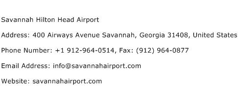 Savannah Hilton Head Airport Address Contact Number
