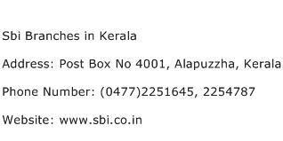 Sbi Branches in Kerala Address Contact Number