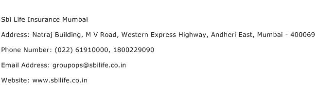 Sbi Life Insurance Mumbai Address Contact Number