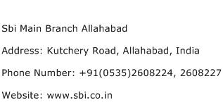 Sbi Main Branch Allahabad Address Contact Number