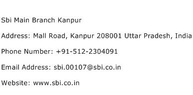 Sbi Main Branch Kanpur Address Contact Number
