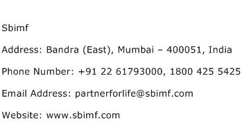 Sbimf Address Contact Number