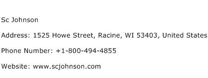 Sc Johnson Address Contact Number