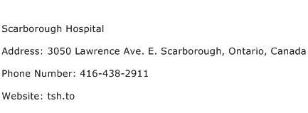 Scarborough Hospital Address Contact Number
