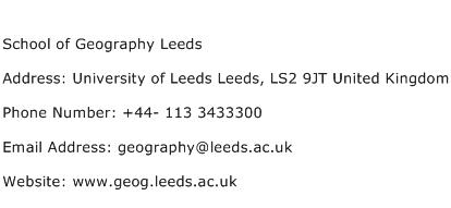 School of Geography Leeds Address Contact Number