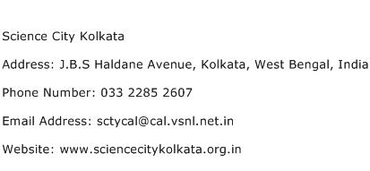 Science City Kolkata Address Contact Number