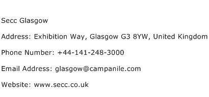 Secc Glasgow Address Contact Number