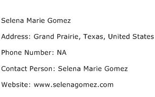 Selena Marie Gomez Address Contact Number