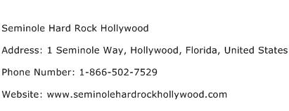 Seminole Hard Rock Hollywood Address Contact Number