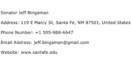 Senator Jeff Bingaman Address Contact Number