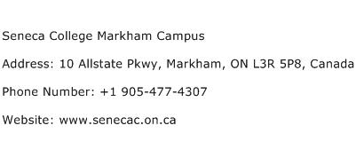 Seneca College Markham Campus Address Contact Number