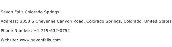 Seven Falls Colorado Springs Address Contact Number