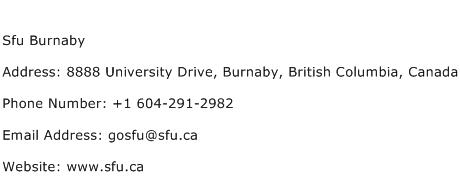Sfu Burnaby Address Contact Number