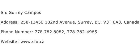 Sfu Surrey Campus Address Contact Number