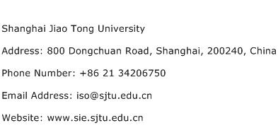 Shanghai Jiao Tong University Address Contact Number