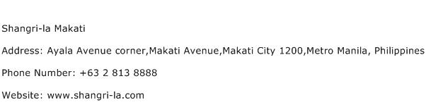 Shangri la Makati Address Contact Number