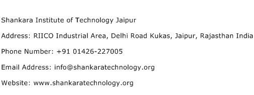 Shankara Institute of Technology Jaipur Address Contact Number
