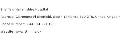 Sheffield Hallamshire Hospital Address Contact Number