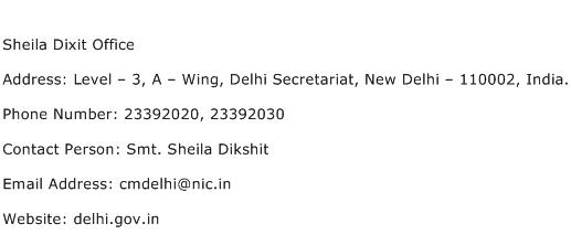 Sheila Dixit Office Address Contact Number