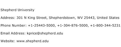 Shepherd University Address Contact Number