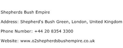 Shepherds Bush Empire Address Contact Number