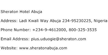 Sheraton Hotel Abuja Address Contact Number