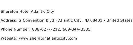 Sheraton Hotel Atlantic City Address Contact Number