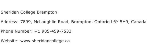 Sheridan College Brampton Address Contact Number