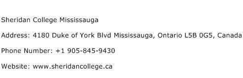 Sheridan College Mississauga Address Contact Number