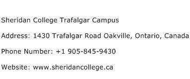 Sheridan College Trafalgar Campus Address Contact Number