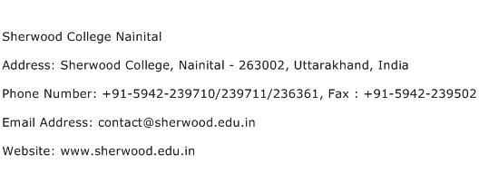 Sherwood College Nainital Address Contact Number